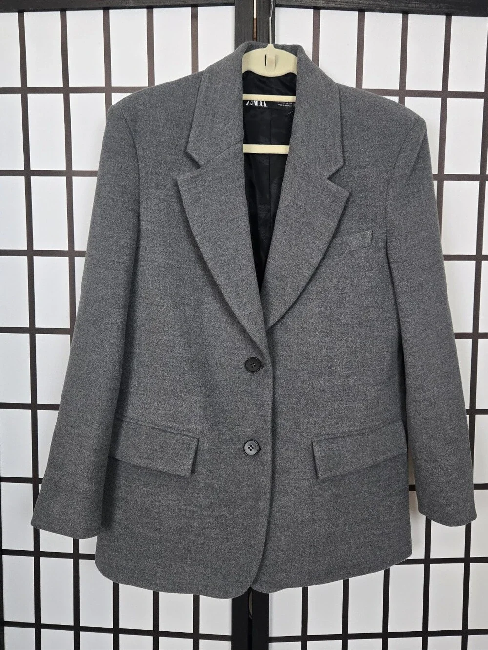 ZARA Heather Charcoal Grey Two-Button  Blazer